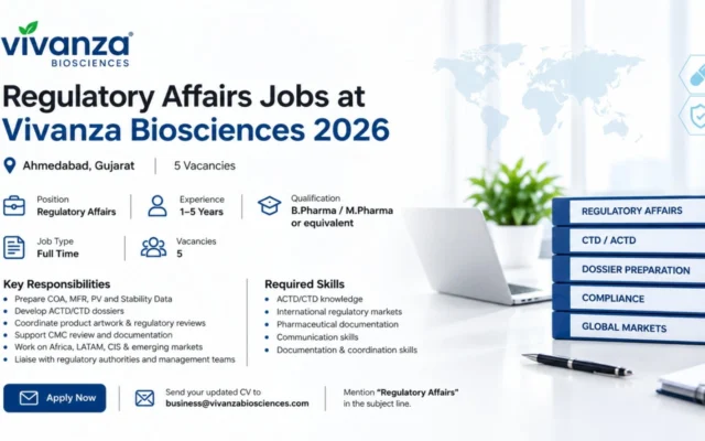 Regulatory Affairs Jobs at Vivanza Biosciences 2026