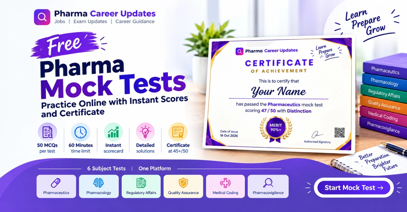 Free Pharma Mock Tests: Practice Online with Instant Scores and Certificate