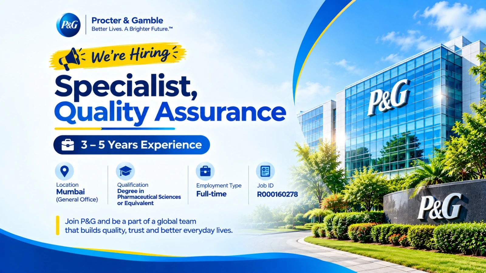 P&G Specialist QA Job in Mumbai