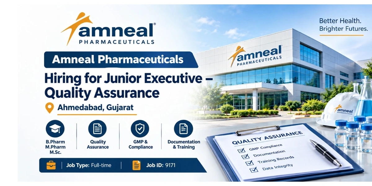 Amneal Junior Executive QA Job